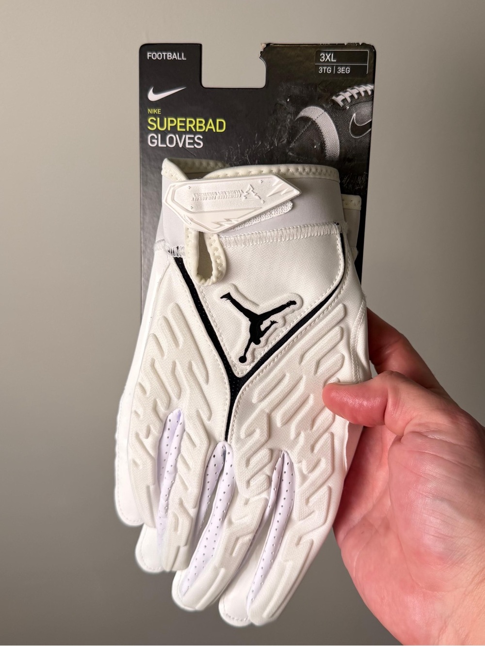 Nike Jordan Superbad 6.0 Football Gloves White Black 3XL DX4476-102 NWT